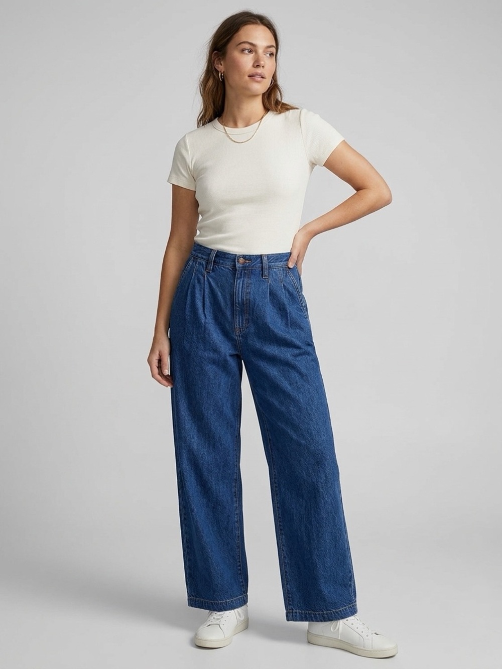 Madewell Baggy Pleated Straight Wide Leg Jeans Size 30